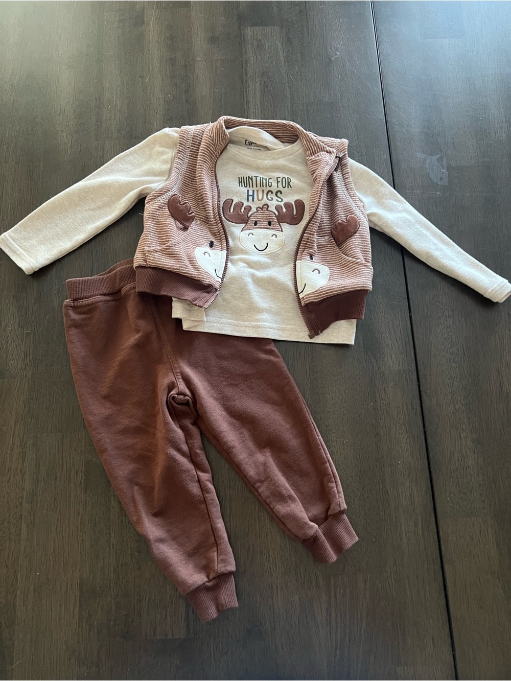 Baby Essentials Brown & Cream Moose Sweatpant Set